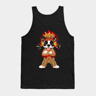 Boston Terrier Holiday Christmas Lights - Holiday Christmas Lights Tree Santa Xmas Pajamas Boston Terrier Dad, Mom Christmas Xmas Tank Top